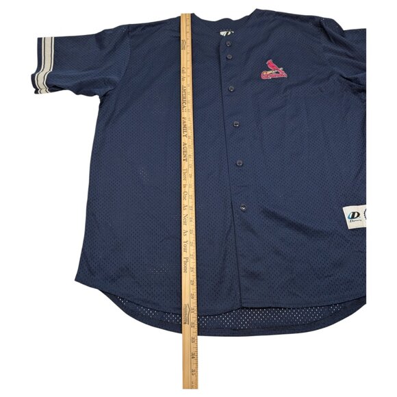 VTG St Louis Cardinals Blank Blue Jersey Mesh Button Down Men's XL MLB Dynasty - Picture 11 of 11